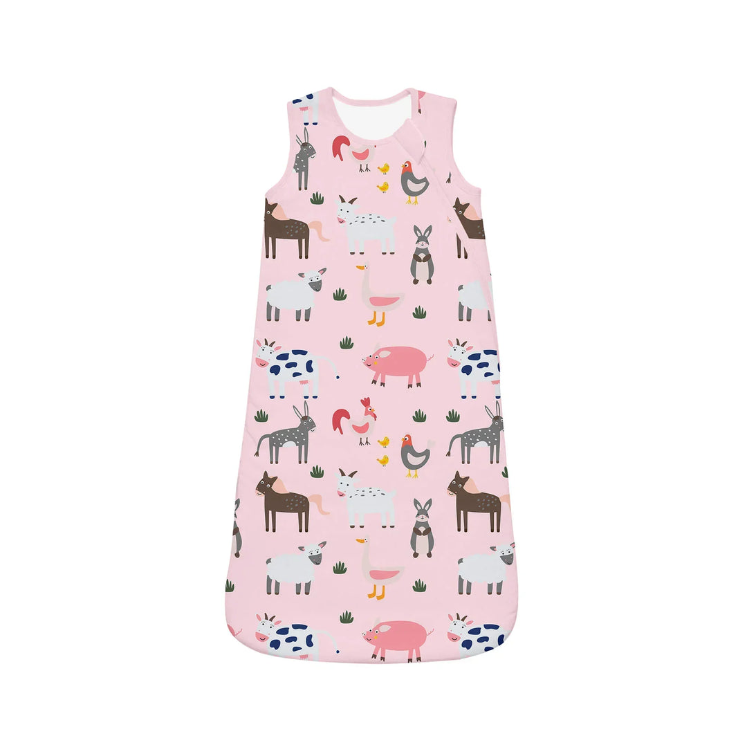Pink Farm Animals Sleep Bag Lightweight 0.5 TOG , Pink Farm Animals Sleep Bag Lightweight 0.5 TOG - XS