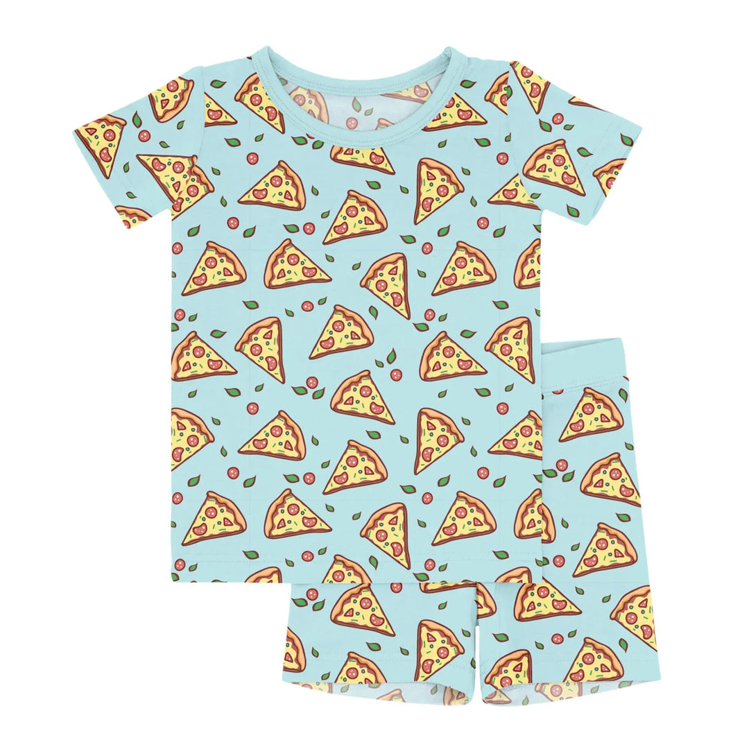Pizza Doodle Two - Piece Short Sleeve Shorts Pajama Set - Zumbamboo