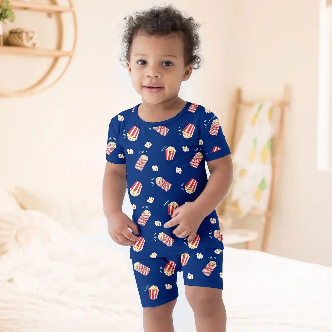 Popcorn Two Piece Short Sleeve Shorts Pajama Set - Zumbamboo