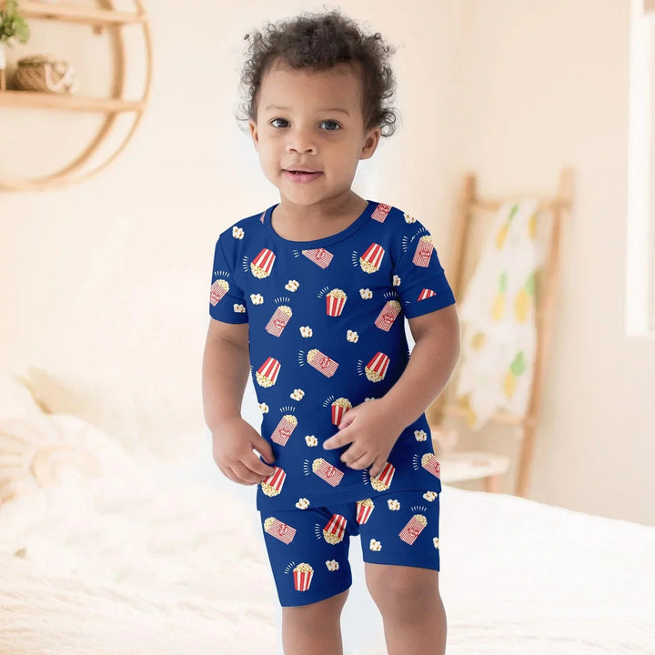 Popcorn Two Piece Short Sleeve Shorts Pajama Set - Zumbamboo