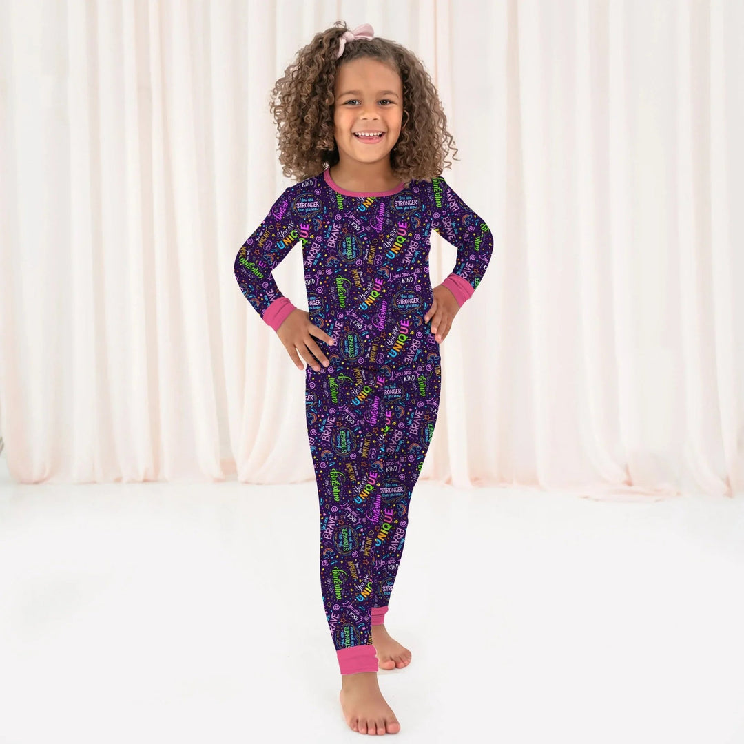 Rainbow Affirmations Two Piece Long Sleeve Pajama Set - Zumbamboo