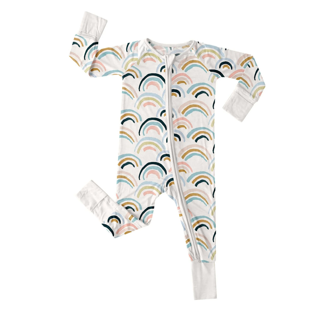 Rainbows Convertible Zippered Romper , Rainbows Convertible Zippered Romper - 0-3M
