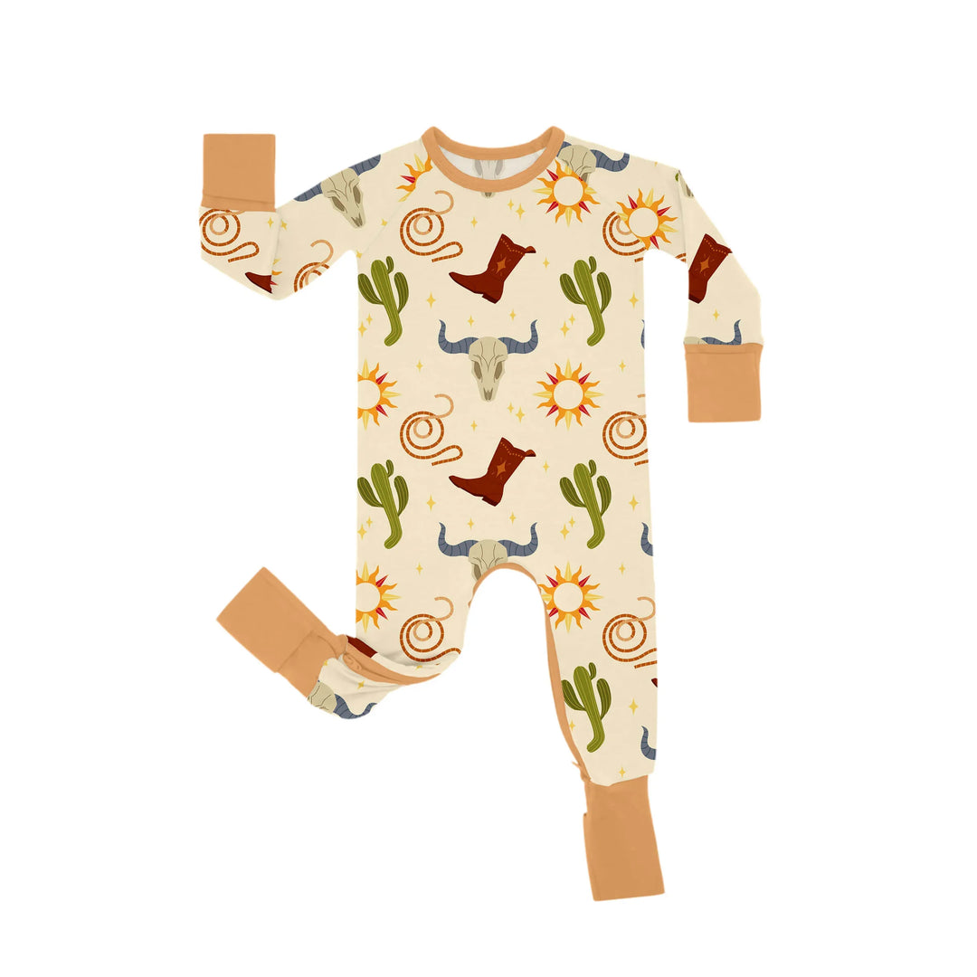 Ready To Rodeo Crescent Zippered Romper , Ready To Rodeo Crescent Zippered Romper - Newborn