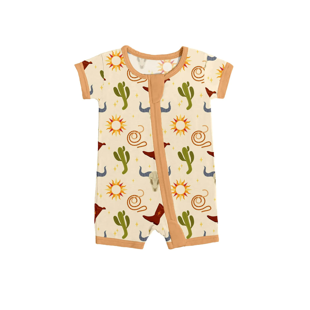 Ready to Rodeo Shorty Zippered Romper , Ready to Rodeo Shorty Zippered Romper - 0-3M