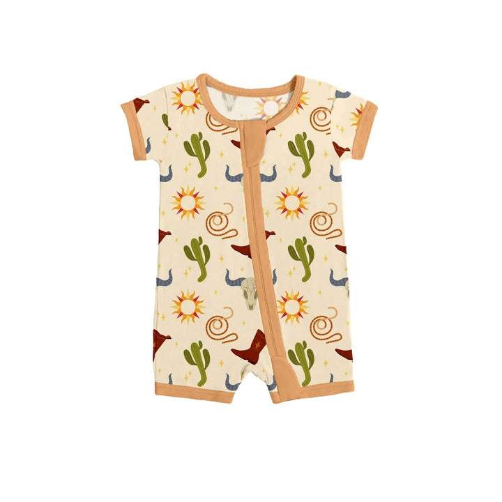 Ready to Rodeo Shorty Zippered Romper , Ready to Rodeo Shorty Zippered Romper - 0-3M