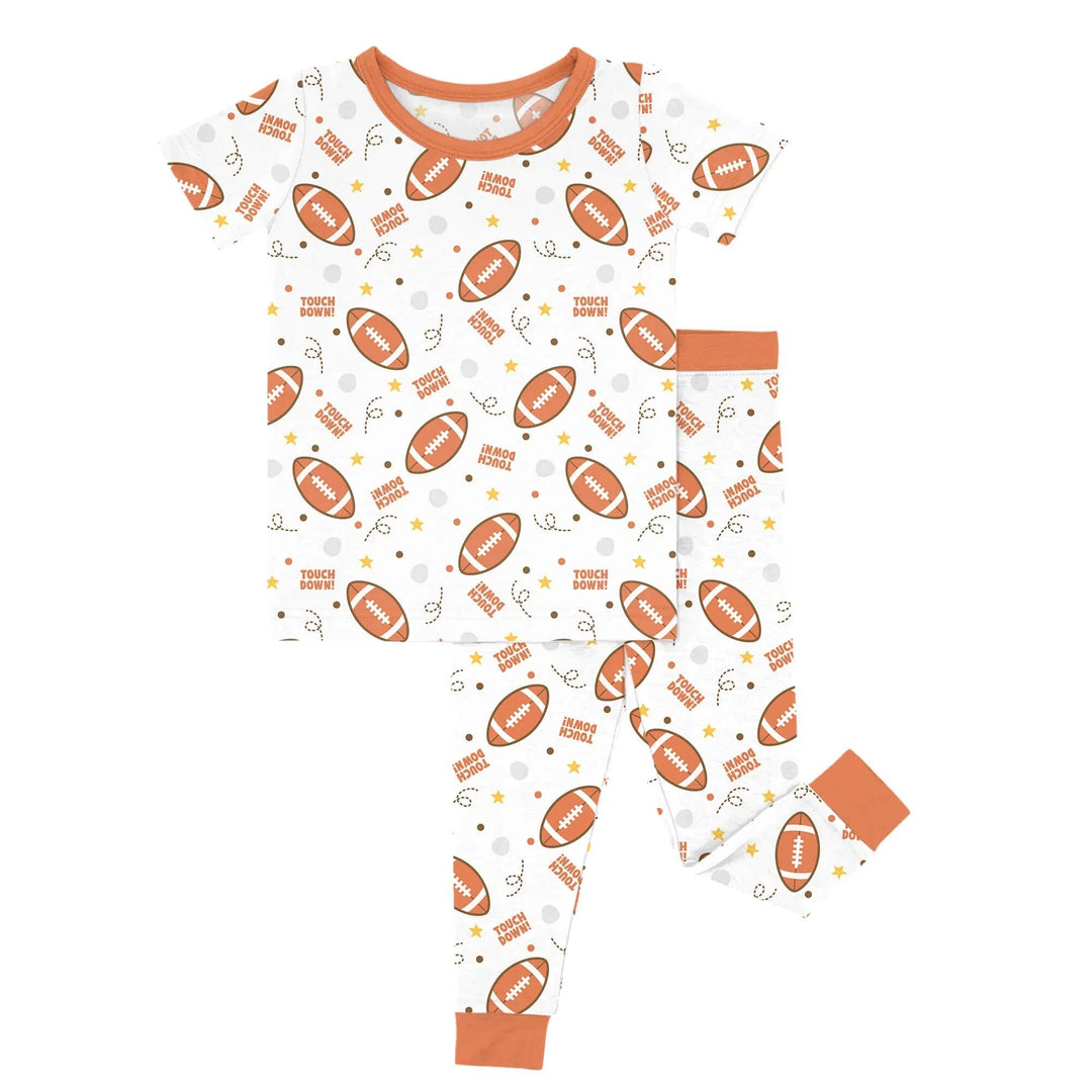 Rugby Touch Down Two - Piece Short Sleeve Pajama Set - Zumbamboo