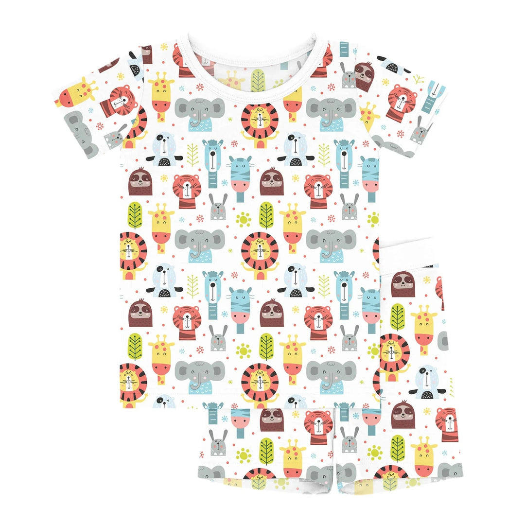 Scandi Style Animals Two Piece Short Sleeve Shorts Pajama Set - Zumbamboo