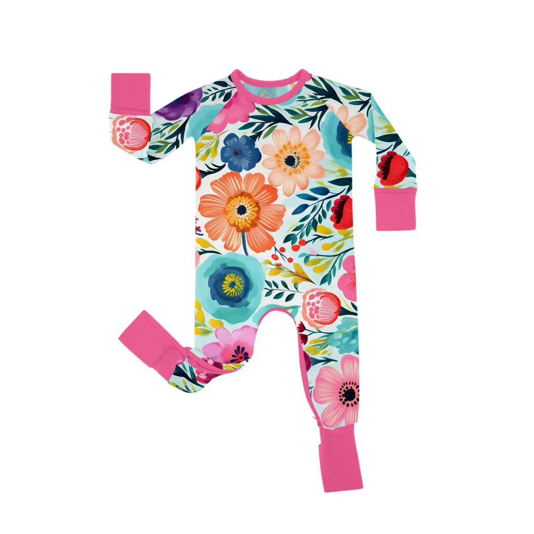 Secret Garden Crescent Zippered Romper , Secret Garden Crescent Zippered Romper - Newborn
