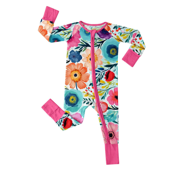 Secret Garden Convertible Zippered Romper , Secret Garden Convertible Zippered Romper - 0-3M