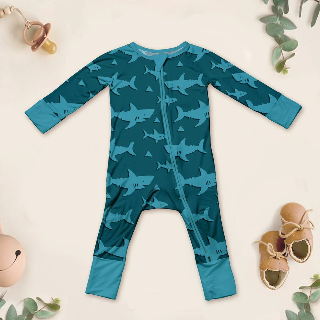 Sharks Convertible Zippered Romper - Zumbamboo