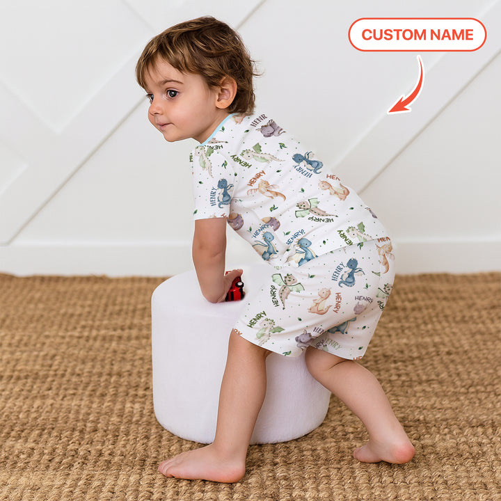 Sweet Baby Dragons Custom Name Two Piece Short Sleeve Shorts Pajama Set