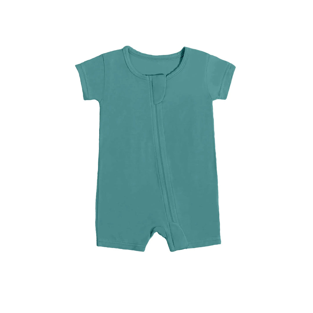 Shorty Zippered Romper in Cadet Blue - Zumbamboo