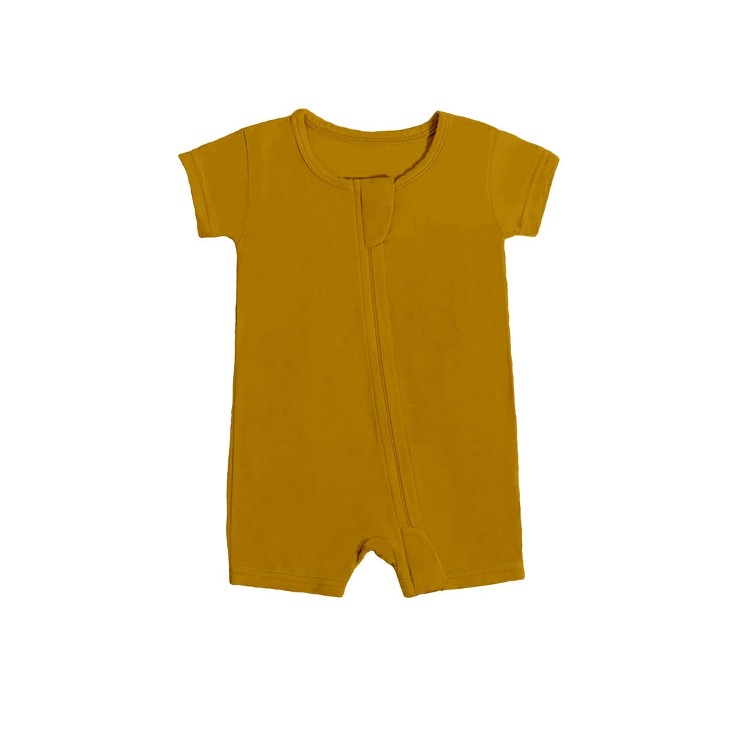 Shorty Zippered Romper in Dark Goldenrod - Zumbamboo
