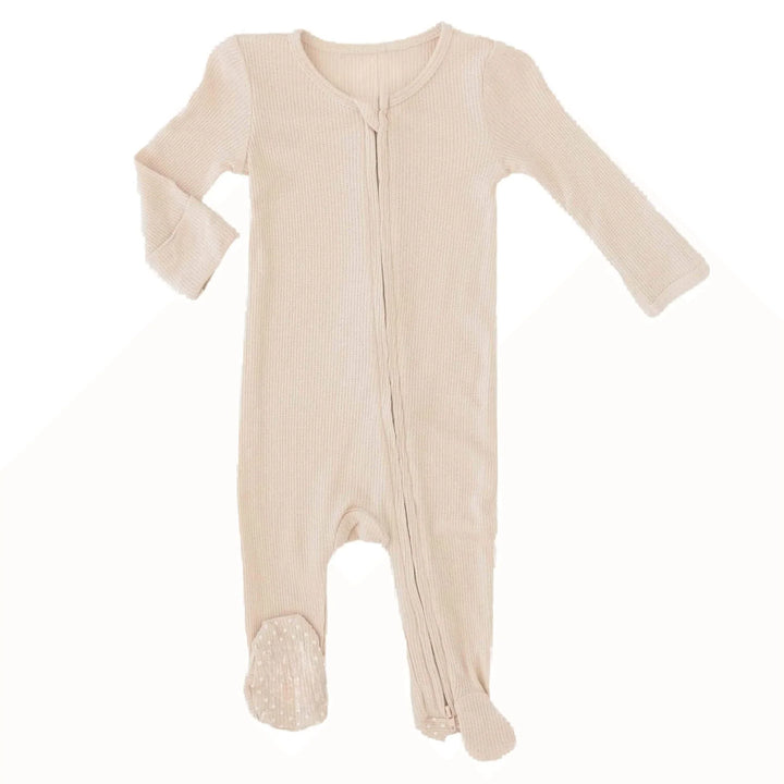 Waffle Zipper Footie , Waffle Zipper Footie - Oatmeal / Newborn