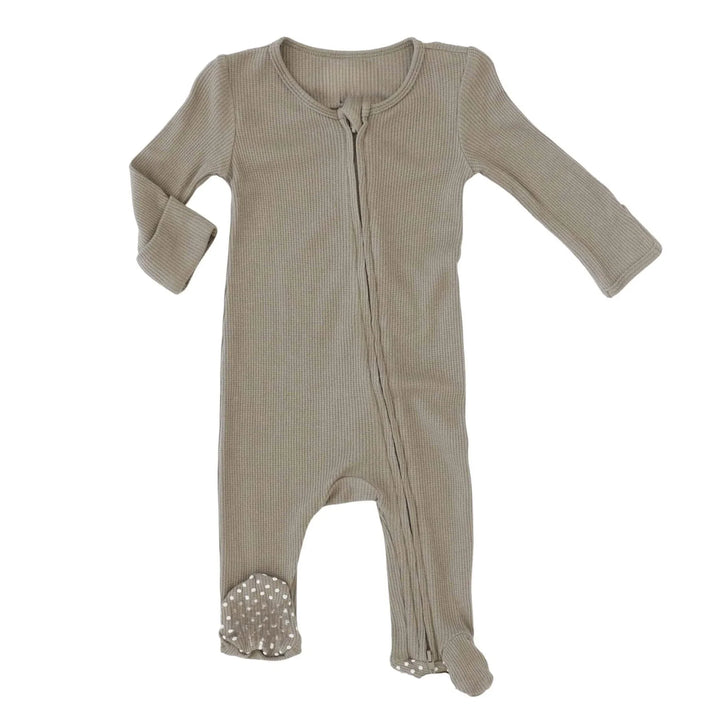 Waffle Zipper Footie , Waffle Zipper Footie - Eucalyptus / Newborn