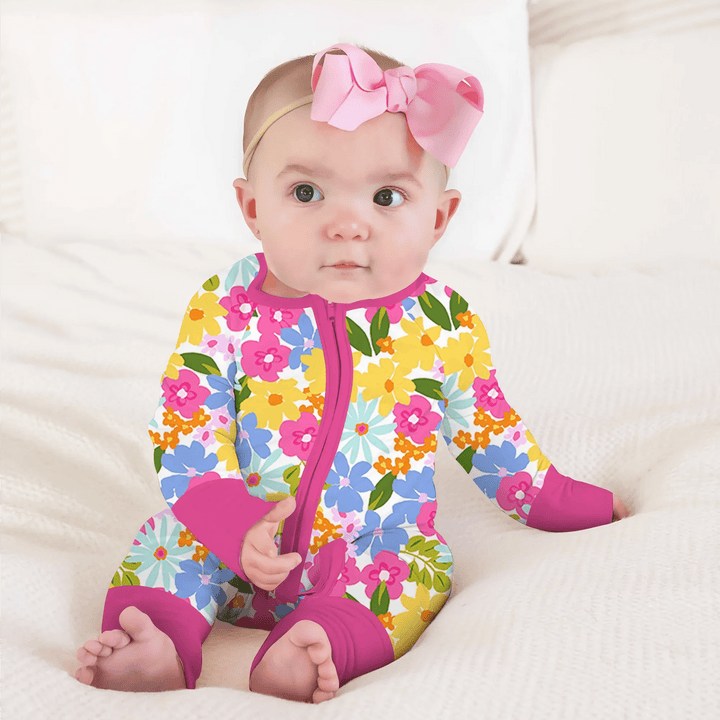 Summer Flowers Convertible Zippered Romper - Zumbamboo