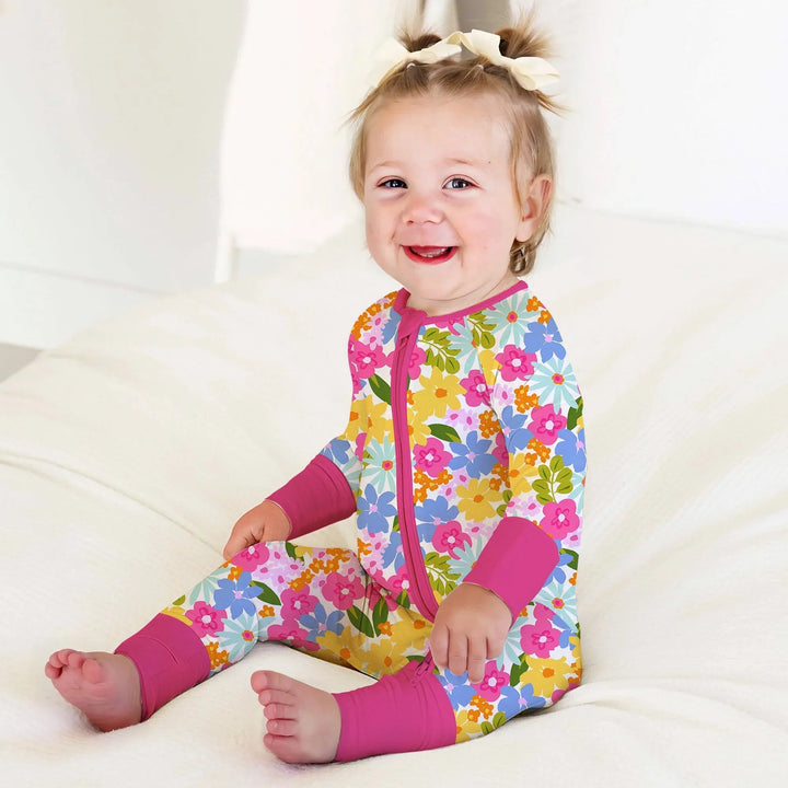 Summer Flowers Convertible Zippered Romper - Zumbamboo