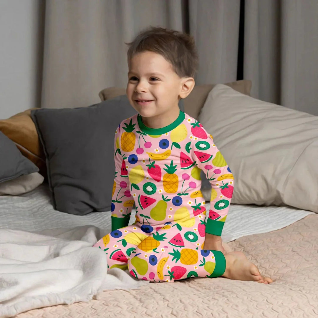 Summer Fruits Two Piece Long Sleeve Pajama Set - Zumbamboo