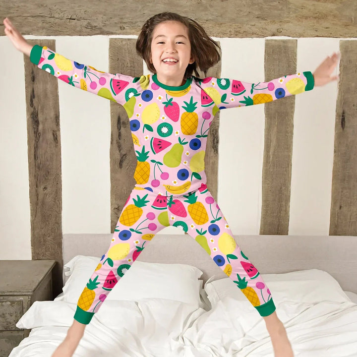 Summer Fruits Two Piece Long Sleeve Pajama Set - Zumbamboo