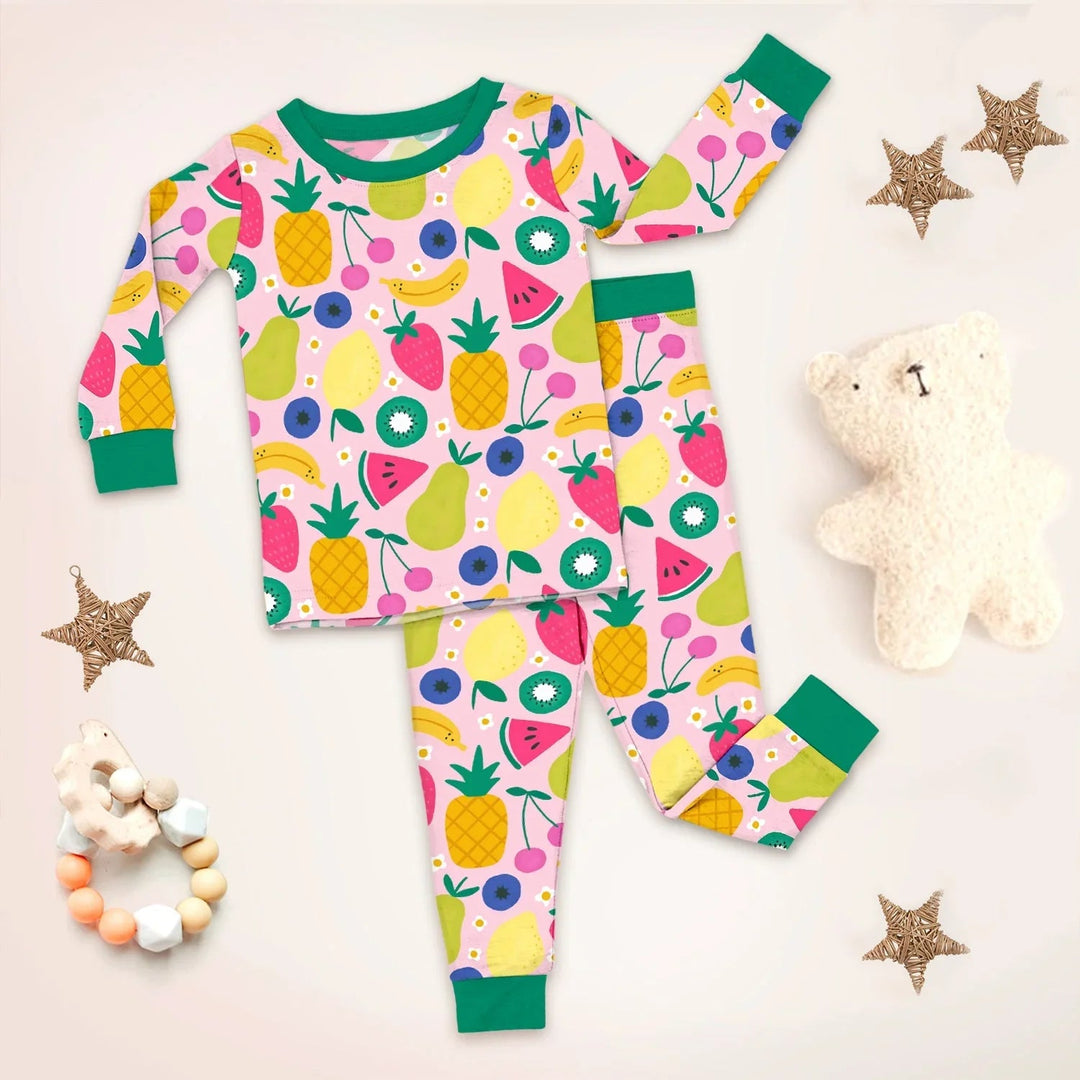 Summer Fruits Two Piece Long Sleeve Pajama Set - Zumbamboo