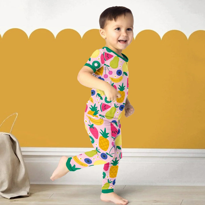 Summer Fruits Two Piece Short Sleeve Pajama Set - Zumbamboo