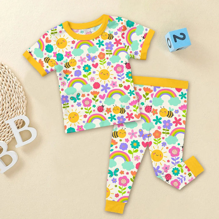 Summer Sunshine Two Piece Short Sleeve Pajama Set - Zumbamboo