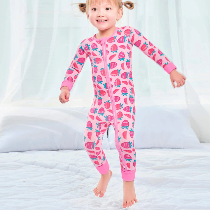 Sweet Strawberries Convertible Zippered Romper - Zumbamboo