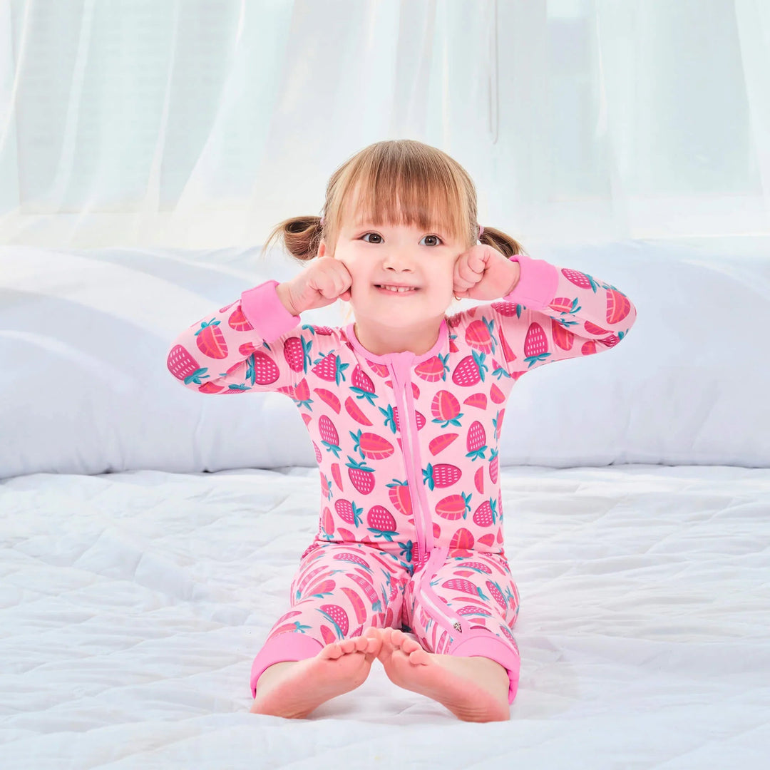Sweet Strawberries Convertible Zippered Romper - Zumbamboo
