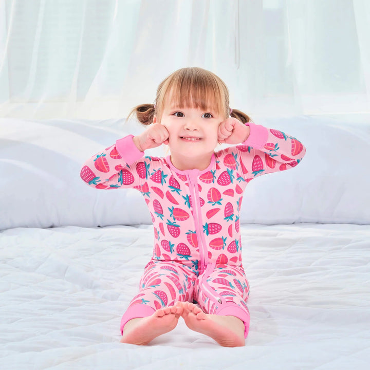 Sweet Strawberries Convertible Zippered Romper - Zumbamboo