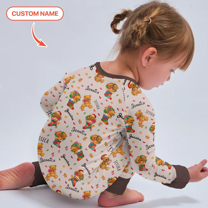 Teddy Bear Merry Christmas Custom Name Convertible Zippy - Zumbamboo