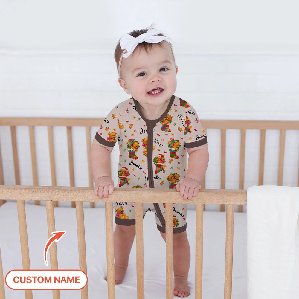 Teddy Bear Merry Christmas Custom Name Shorty Zippy - Zumbamboo