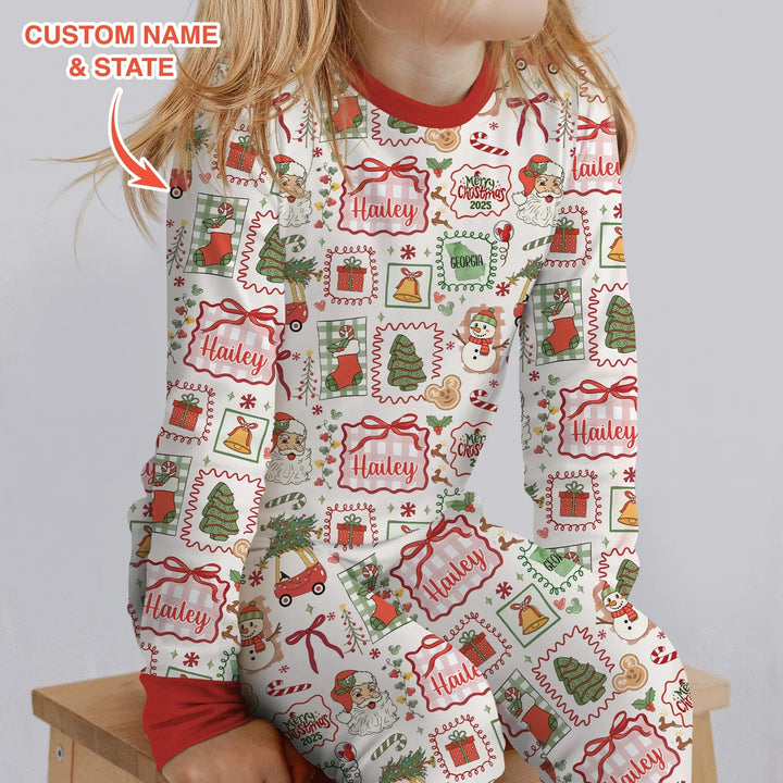 The Little Retro Dreamer Merry Christmas 2025 Two Piece Long Sleeve Pajama Set - Zumbamboo
