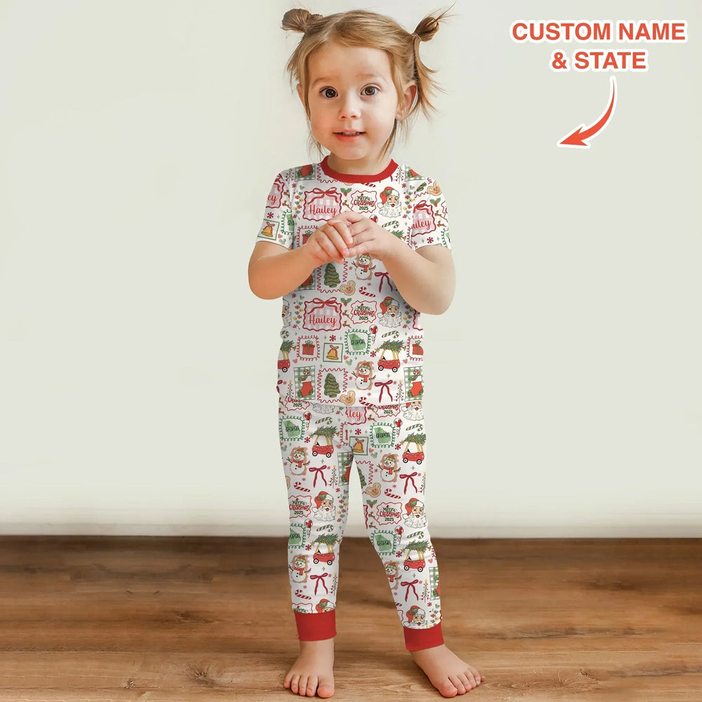 The Little Retro Dreamer Merry Christmas 2025 Two Piece Short Sleeve Shorts Pajama Set - Zumbamboo