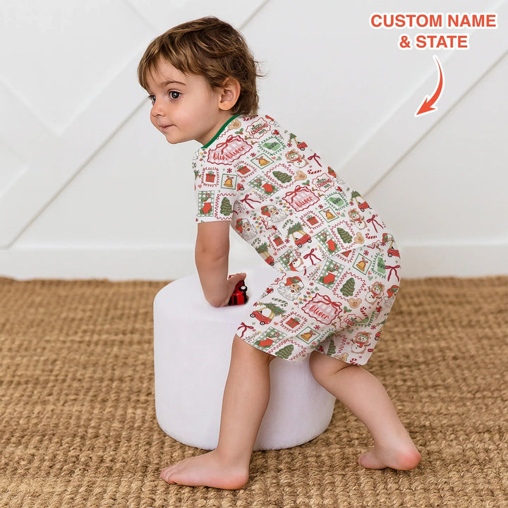 The Little Retro Dreamer Merry Christmas 2025 Two Piece Short Sleeve Shorts Pajama Set - Zumbamboo