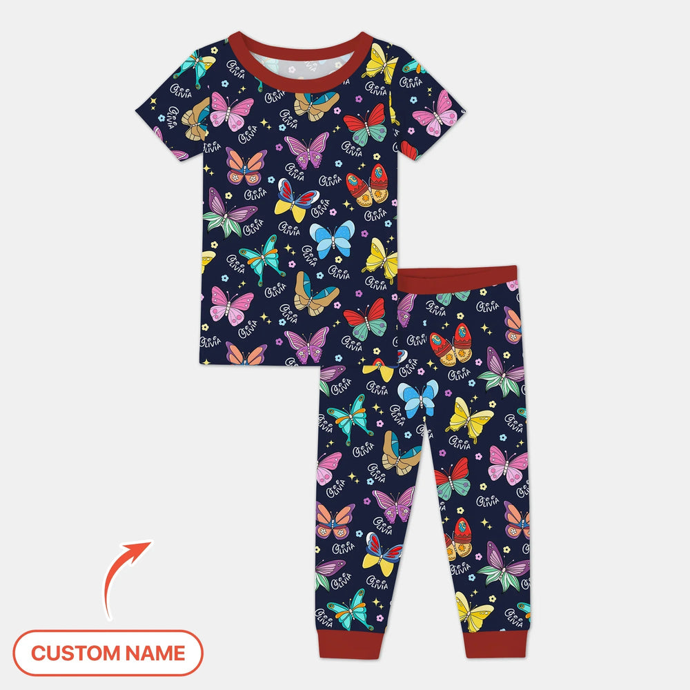 Tiny Wings: The Butterfly Princess Two Piece Short Sleeve Pajama Set - Zumbamboo