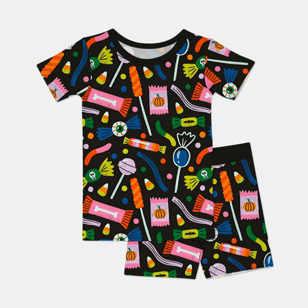 Trick or Treats Two Piece Short Sleeve Shorts Pajama Set - Zumbamboo