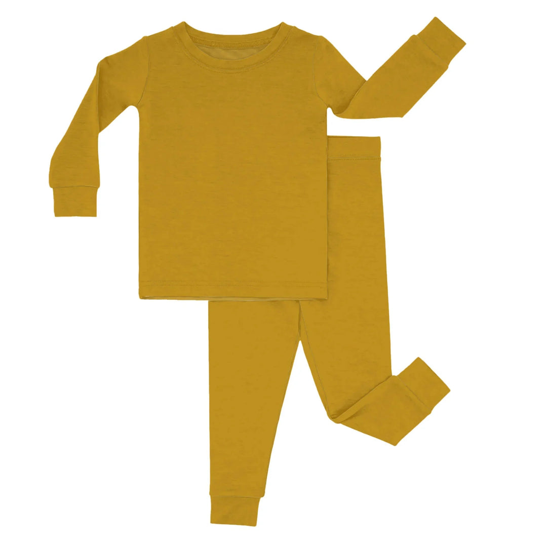 Two Piece Pajama Set In Dark Goldenrod - Zumbamboo
