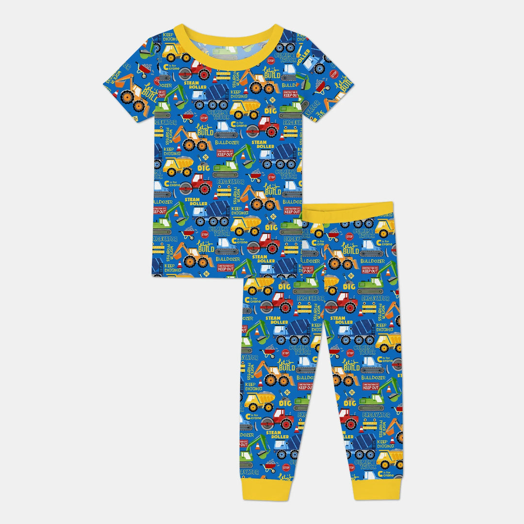 Build Your Own World Two Piece Short Sleeve Pajama Set , Build Your Own World Two Piece Short Sleeve Pajama Set - 12-18M / Yellow / Yellow