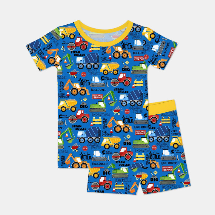 Build Your Own World Two Piece Short Sleeve Shorts Pajama Set , Build Your Own World Two Piece Short Sleeve Shorts Pajama Set - 12-18M / Yellow / Black