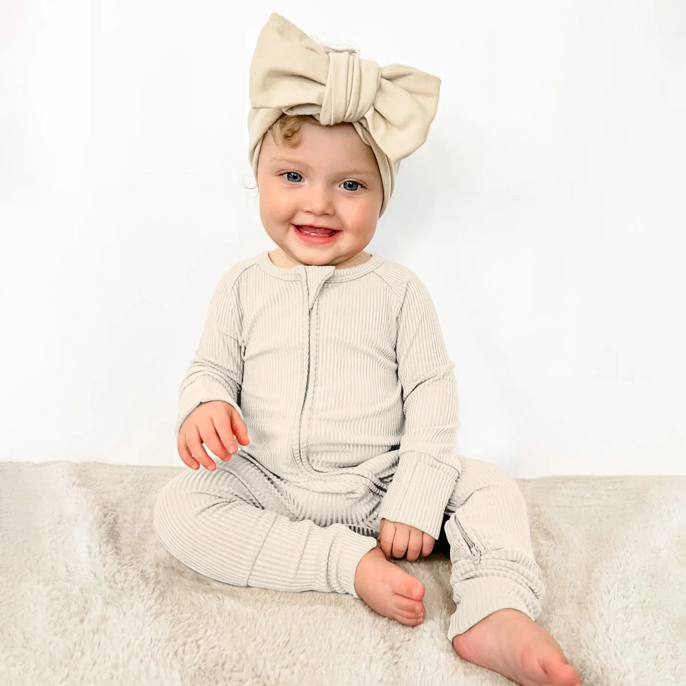 Vanilla Cream Ribbed Convertible Zippy - Zumbamboo