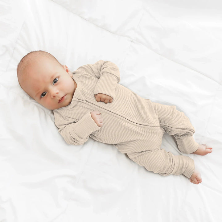 Vanilla Cream Ribbed Convertible Zippy - Zumbamboo