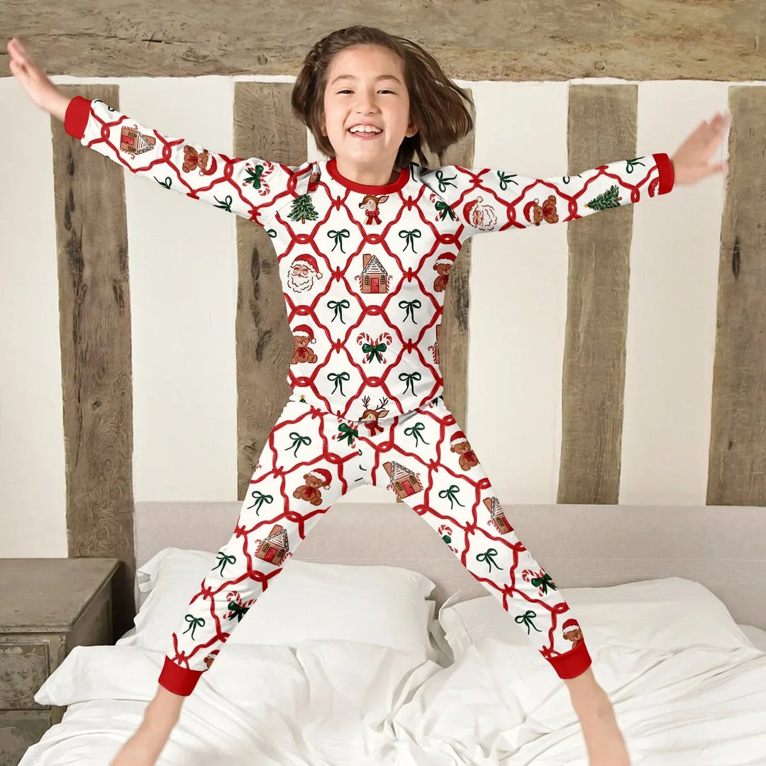 Vintage Christmas Two Piece Long Sleeve Pajama Set - Zumbamboo