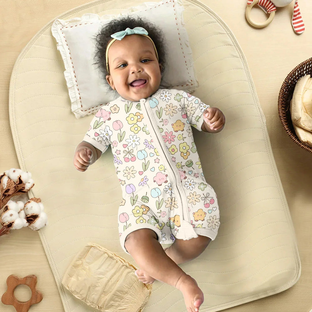 Whimsical Bloom Shorty Zippered Romper - Zumbamboo