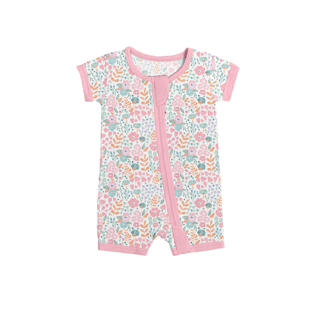 Willow's Whimsy Floral Shorty Zippered Romper - Zumbamboo
