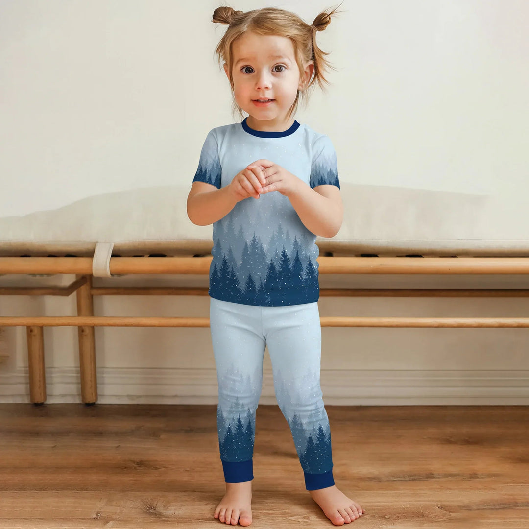 Winter Forest Two Piece Short Sleeve Pajama Set - Zumbamboo