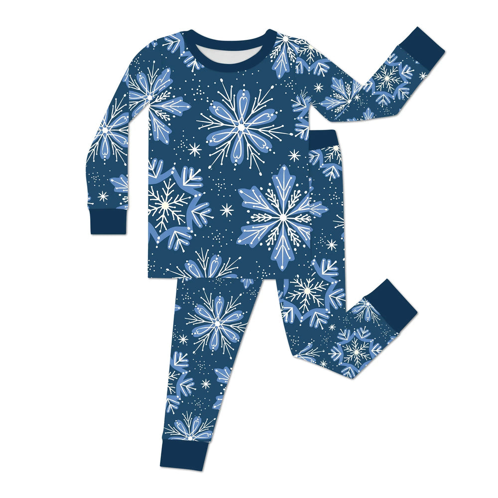 Winter Snowflakes Two Piece Long Sleeve Pajama Set - Zumbamboo