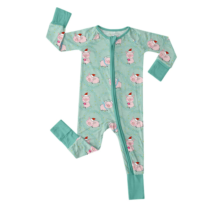 Best-Selling Christmas Convertible Zippered Rompers , Best-Selling Christmas Convertible Zippered Rompers - Winter Pigs / Newborn