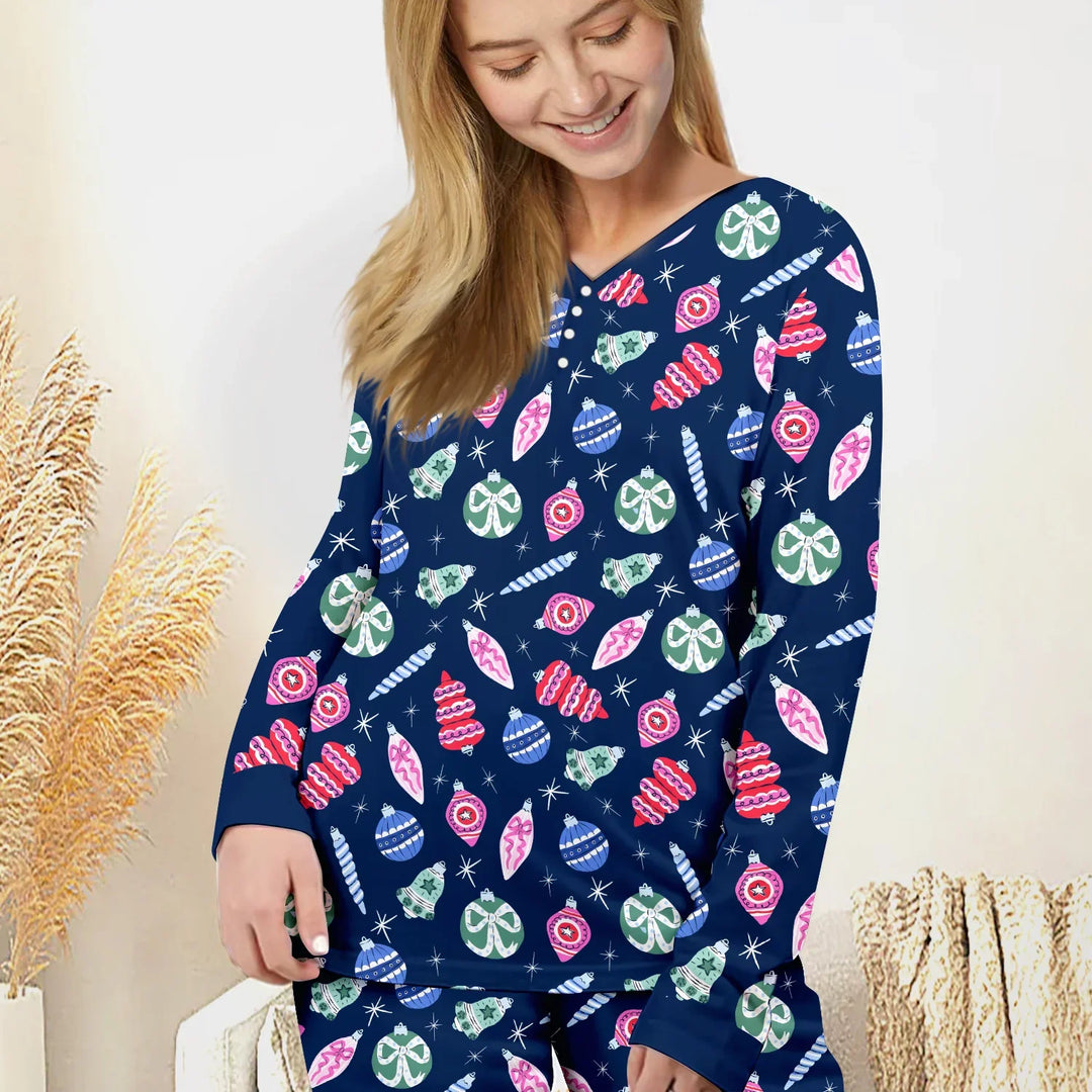 Ornaments Party Women Pajama Set , Ornaments Party Women Pajama Set - Only Shirt / S
