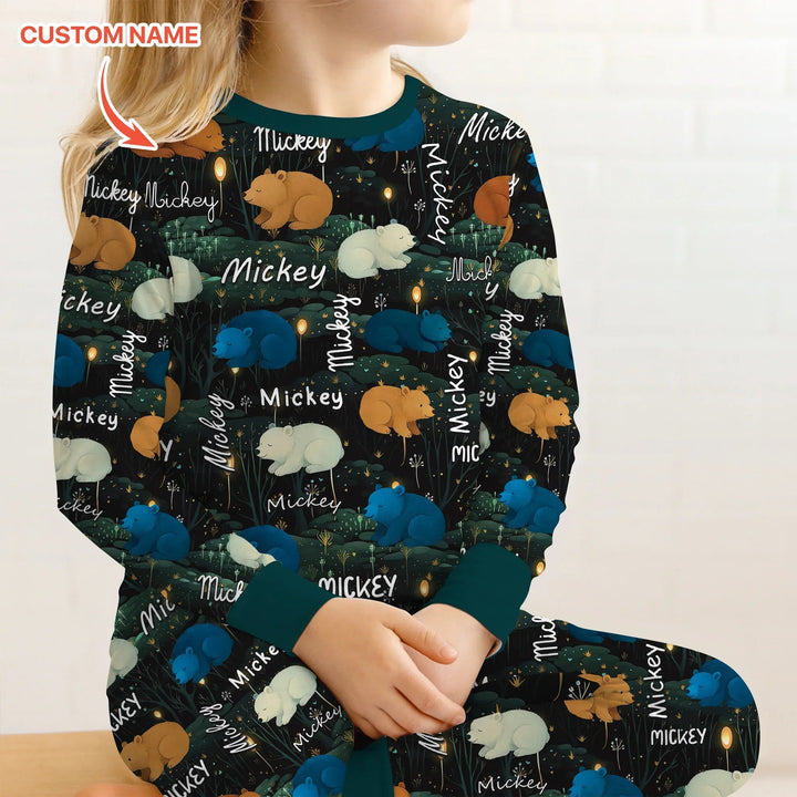 Woodland Whimsy Custom Name Two Piece Long Sleeve Pajama Set - Zumbamboo
