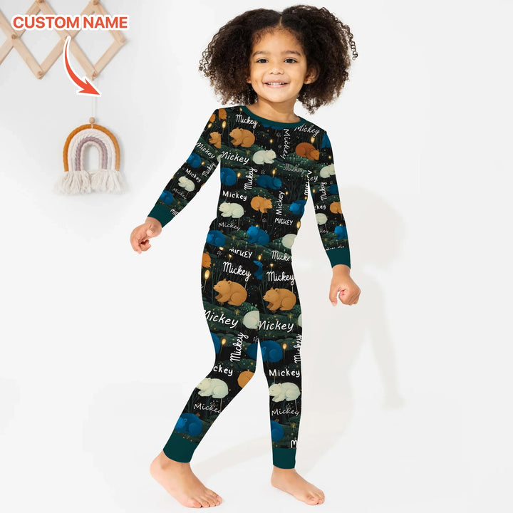 Woodland Whimsy Custom Name Two Piece Long Sleeve Pajama Set - Zumbamboo